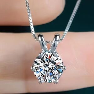Silver Moissanite Pendant Necklace